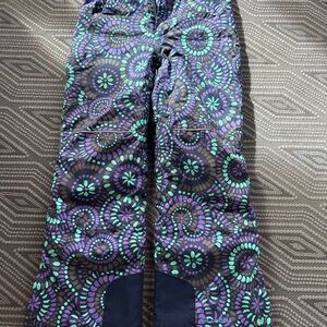 Columbia Floral Patterned Snow Pants - Blue and Green